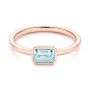 18k Rose Gold 18k Rose Gold Aquamarine Fashion Ring - Flat View -  105401 - Thumbnail