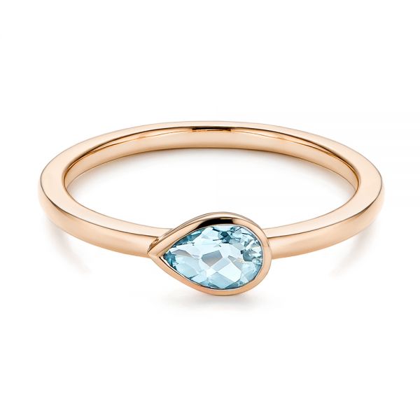 18k Rose Gold 18k Rose Gold Aquamarine Fashion Ring - Flat View - 106458