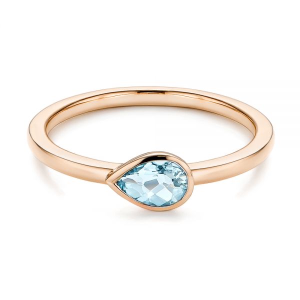 14k Rose Gold 14k Rose Gold Aquamarine Fashion Ring - Flat View -  106458