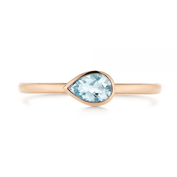 18k Rose Gold 18k Rose Gold Aquamarine Fashion Ring - Top View -  106458