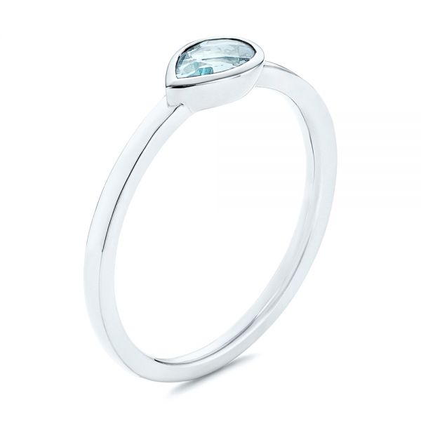 18k White Gold 18k White Gold Aquamarine Fashion Ring - Three-Quarter View -  106458