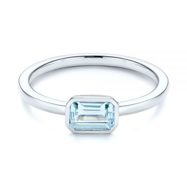 14k White Gold Aquamarine Fashion Ring - Flat View -  105401