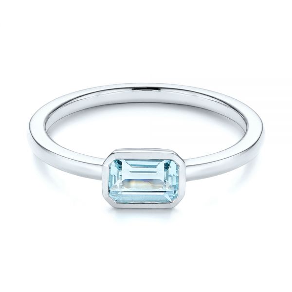 18k White Gold 18k White Gold Aquamarine Fashion Ring - Flat View -  105401