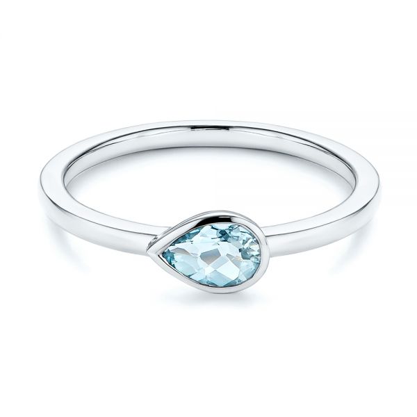 14k White Gold 14k White Gold Aquamarine Fashion Ring - Flat View -  106458