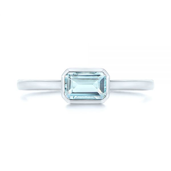  Platinum Platinum Aquamarine Fashion Ring - Top View -  105401