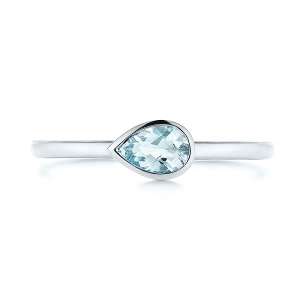  Platinum Platinum Aquamarine Fashion Ring - Top View -  106458