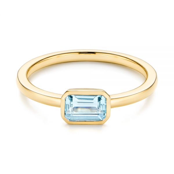 18k Yellow Gold 18k Yellow Gold Aquamarine Fashion Ring - Flat View -  105401