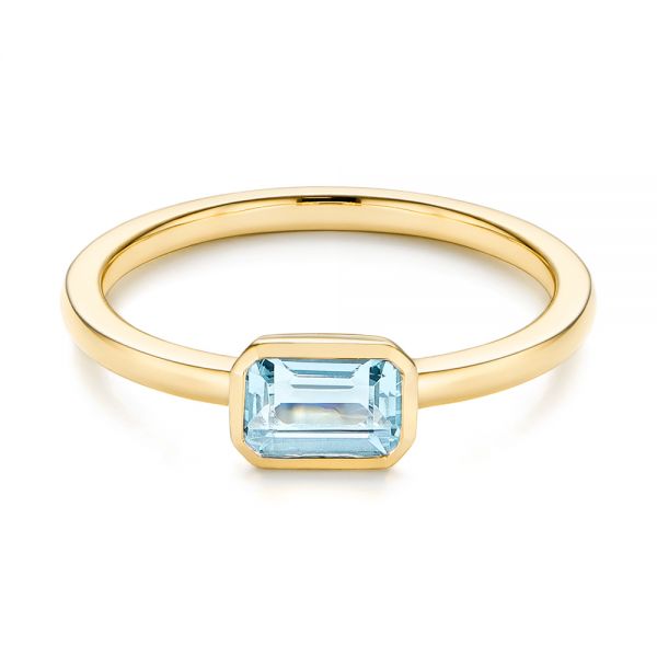 18k Yellow Gold 18k Yellow Gold Aquamarine Fashion Ring - Flat View - 105401