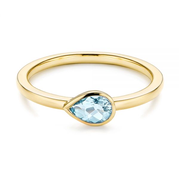 18k Yellow Gold 18k Yellow Gold Aquamarine Fashion Ring - Flat View - 106458