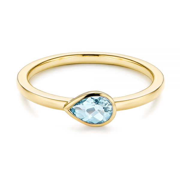 14k Yellow Gold 14k Yellow Gold Aquamarine Fashion Ring - Flat View -  106458