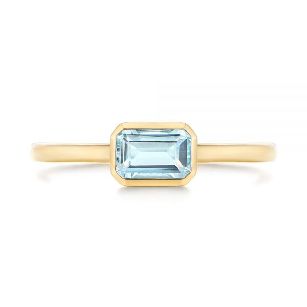 18k Yellow Gold 18k Yellow Gold Aquamarine Fashion Ring - Top View - 105401
