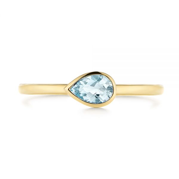 18k Yellow Gold 18k Yellow Gold Aquamarine Fashion Ring - Top View -  106458