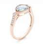 18k Rose Gold 18k Rose Gold Aquamarine And Diamond Fashion Ring - Three-Quarter View -  103766 - Thumbnail