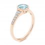 18k Rose Gold 18k Rose Gold Aquamarine And Diamond Fashion Ring - Three-Quarter View -  106026 - Thumbnail