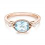 18k Rose Gold 18k Rose Gold Aquamarine And Diamond Fashion Ring - Flat View -  103766 - Thumbnail