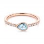 18k Rose Gold 18k Rose Gold Aquamarine And Diamond Fashion Ring - Flat View -  105399 - Thumbnail