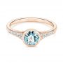 18k Rose Gold 18k Rose Gold Aquamarine And Diamond Fashion Ring - Flat View -  106026 - Thumbnail