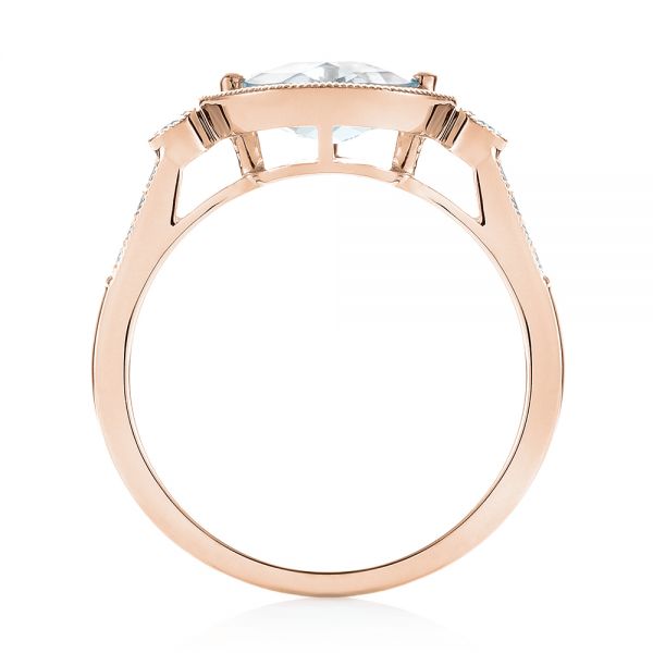 18k Rose Gold 18k Rose Gold Aquamarine And Diamond Fashion Ring - Front View -  103766