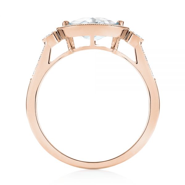 18k Rose Gold 18k Rose Gold Aquamarine And Diamond Fashion Ring - Front View - 103766