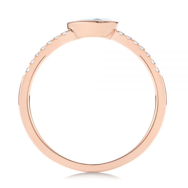 14k Rose Gold 14k Rose Gold Aquamarine And Diamond Fashion Ring - Front View -  105399
