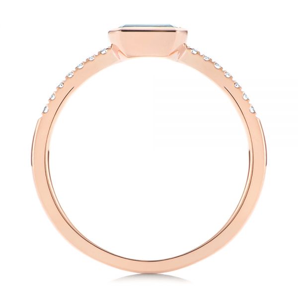 18k Rose Gold 18k Rose Gold Aquamarine And Diamond Fashion Ring - Front View -  105400
