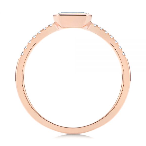 18k Rose Gold 18k Rose Gold Aquamarine And Diamond Fashion Ring - Front View - 105400