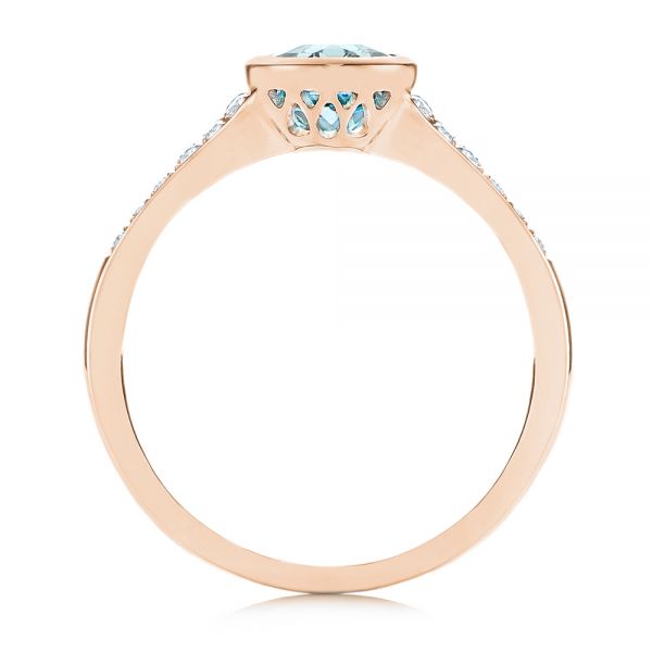 18k Rose Gold 18k Rose Gold Aquamarine And Diamond Fashion Ring - Front View -  106026