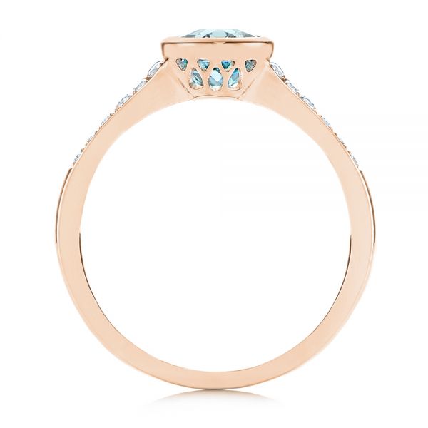14k Rose Gold 14k Rose Gold Aquamarine And Diamond Fashion Ring - Front View - 106026