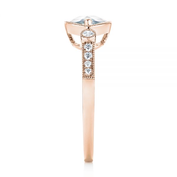 18k Rose Gold 18k Rose Gold Aquamarine And Diamond Fashion Ring - Side View -  103766