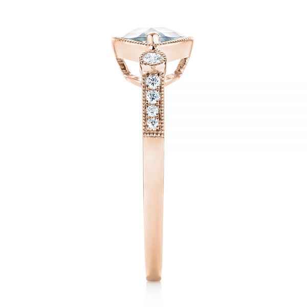 18k Rose Gold 18k Rose Gold Aquamarine And Diamond Fashion Ring - Side View - 103766