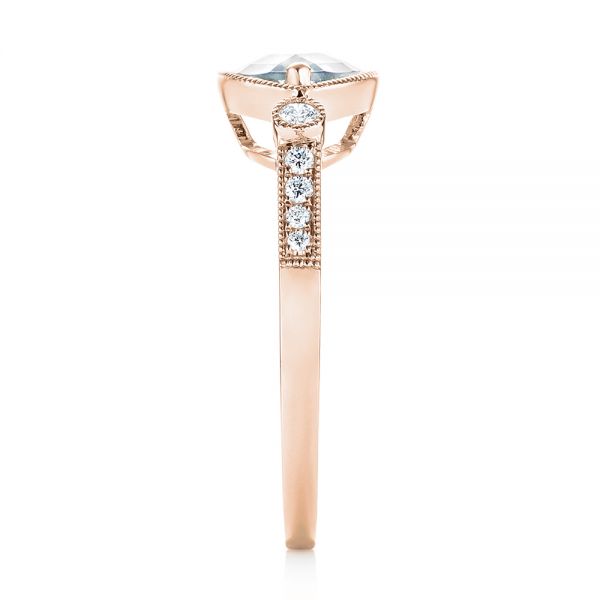 14k Rose Gold 14k Rose Gold Aquamarine And Diamond Fashion Ring - Side View -  103766