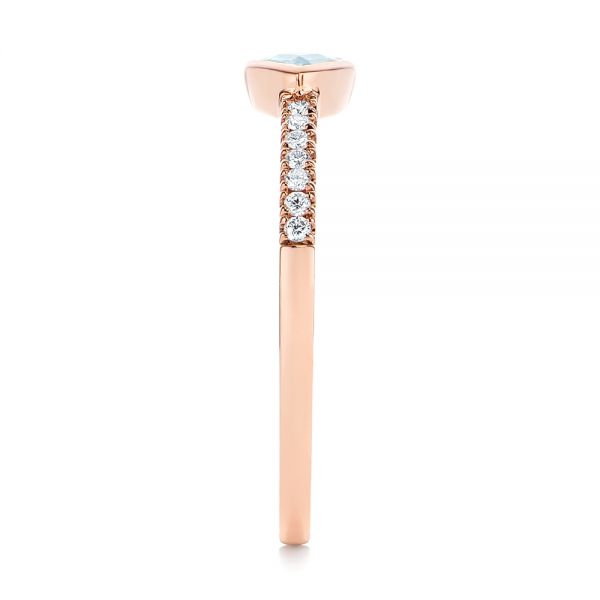 18k Rose Gold 18k Rose Gold Aquamarine And Diamond Fashion Ring - Side View - 105399