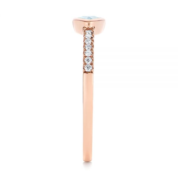 14k Rose Gold 14k Rose Gold Aquamarine And Diamond Fashion Ring - Side View -  105399