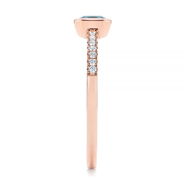 18k Rose Gold 18k Rose Gold Aquamarine And Diamond Fashion Ring - Side View - 105400