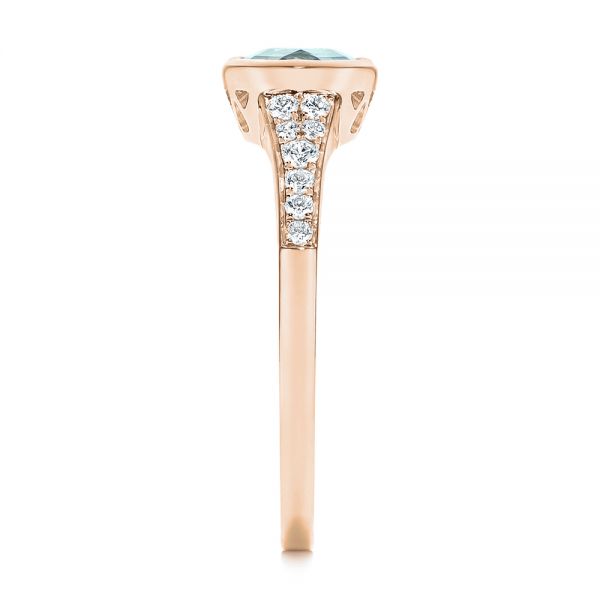 14k Rose Gold 14k Rose Gold Aquamarine And Diamond Fashion Ring - Side View -  106026