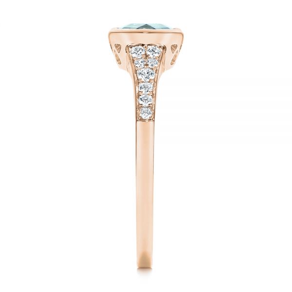 14k Rose Gold 14k Rose Gold Aquamarine And Diamond Fashion Ring - Side View - 106026