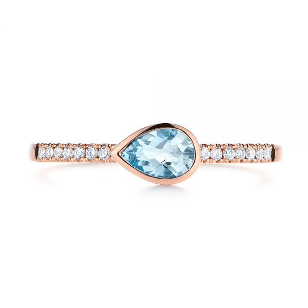 18k Rose Gold 18k Rose Gold Aquamarine And Diamond Fashion Ring - Top View - 105399