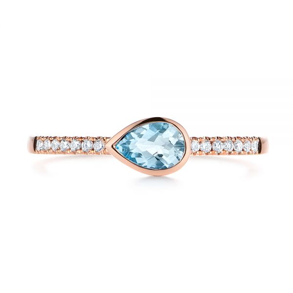 18k Rose Gold 18k Rose Gold Aquamarine And Diamond Fashion Ring - Top View -  105399