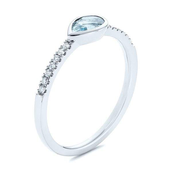 Aquamarine and Diamond Fashion Ring - Image