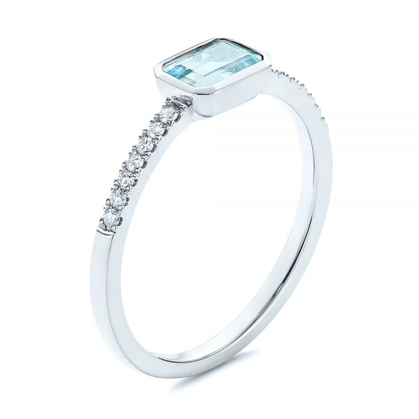 Aquamarine and Diamond Fashion Ring - Image