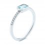 14k White Gold Aquamarine And Diamond Fashion Ring - Three-Quarter View -  105400 - Thumbnail