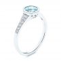 14k White Gold Aquamarine And Diamond Fashion Ring - Three-Quarter View -  106026 - Thumbnail