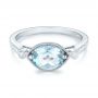 14k White Gold Aquamarine And Diamond Fashion Ring - Flat View -  103766 - Thumbnail
