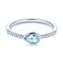 14k White Gold Aquamarine And Diamond Fashion Ring - Flat View -  105399 - Thumbnail