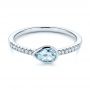  Platinum Platinum Aquamarine And Diamond Fashion Ring - Flat View -  105399 - Thumbnail