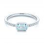14k White Gold Aquamarine And Diamond Fashion Ring - Flat View -  105400 - Thumbnail