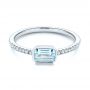 14k White Gold Aquamarine And Diamond Fashion Ring - Flat View -  105400 - Thumbnail