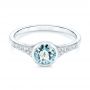 14k White Gold Aquamarine And Diamond Fashion Ring - Flat View -  106026 - Thumbnail