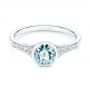 18k White Gold 18k White Gold Aquamarine And Diamond Fashion Ring - Flat View -  106026 - Thumbnail