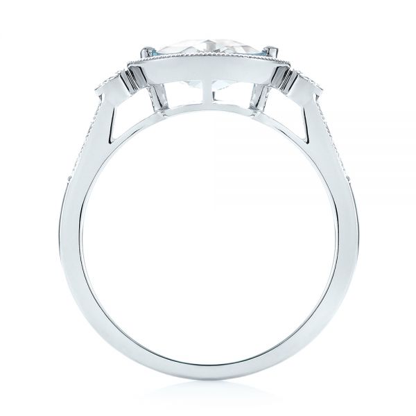 14k White Gold Aquamarine And Diamond Fashion Ring - Front View - 103766